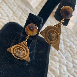 Artisan Handmade Patina Metal Swirly Earrings-NWT